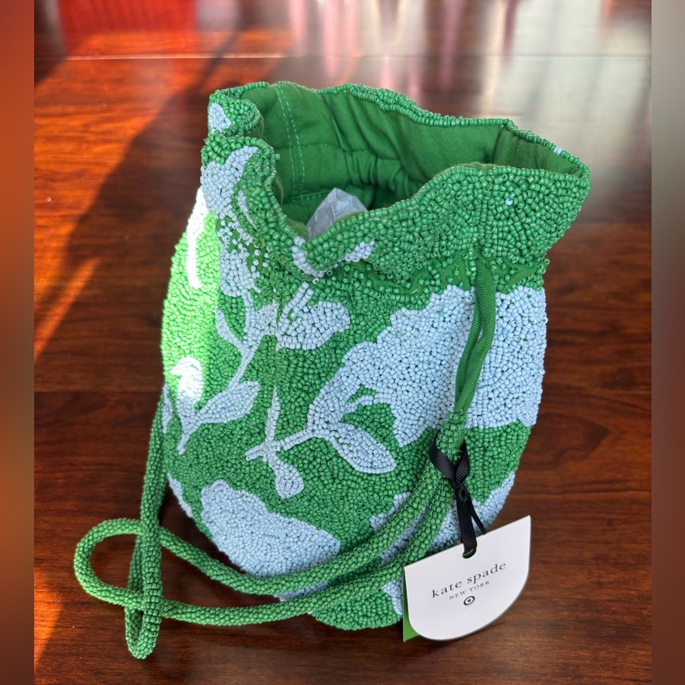 Kate Spade Green and White Beaded Mini Bag